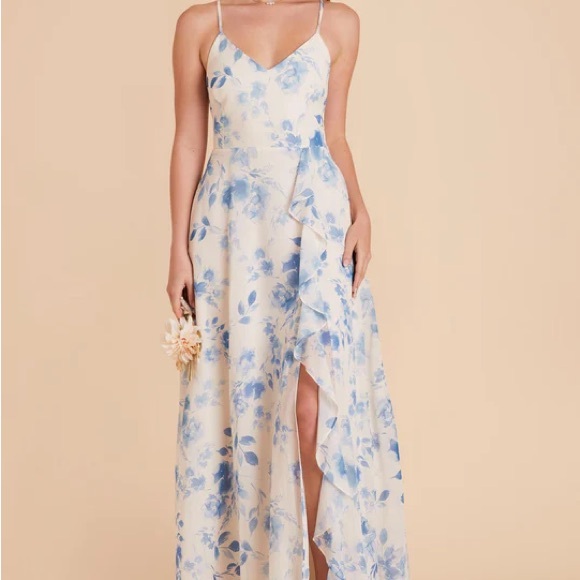 White/Blue Birdy Grey Floral Bridesmaid Dress - XS - Picture 2 of 3